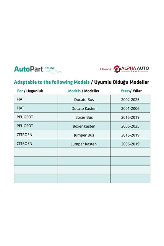 Fiat Ducato Peugeot Boxer Citroen Jumper için Universal Bağlantı Klips - 1 Adet