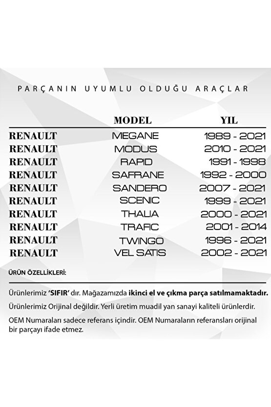Renault 19 Clio Scenic Fluence Uyumlu Radyatör Depo Kapağı