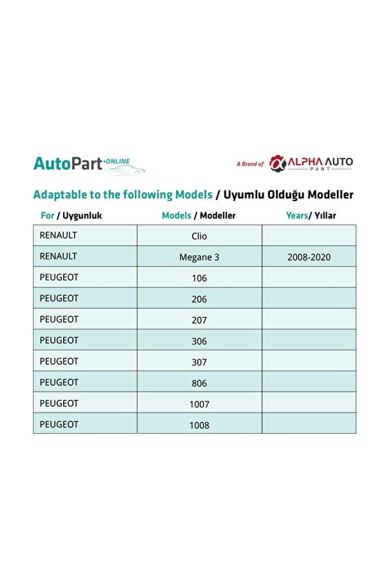 Renault, Peugeot, Citroen, Fiat için Çıta Klips- 100 Adet
