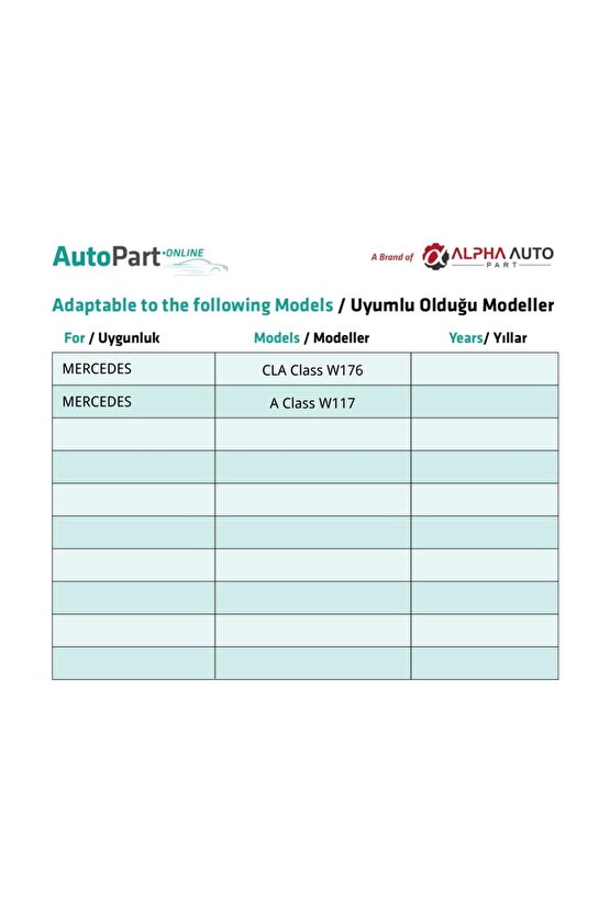 Mercedes CLA Class W176, A Class W117 için Sunroof Perde Parçası