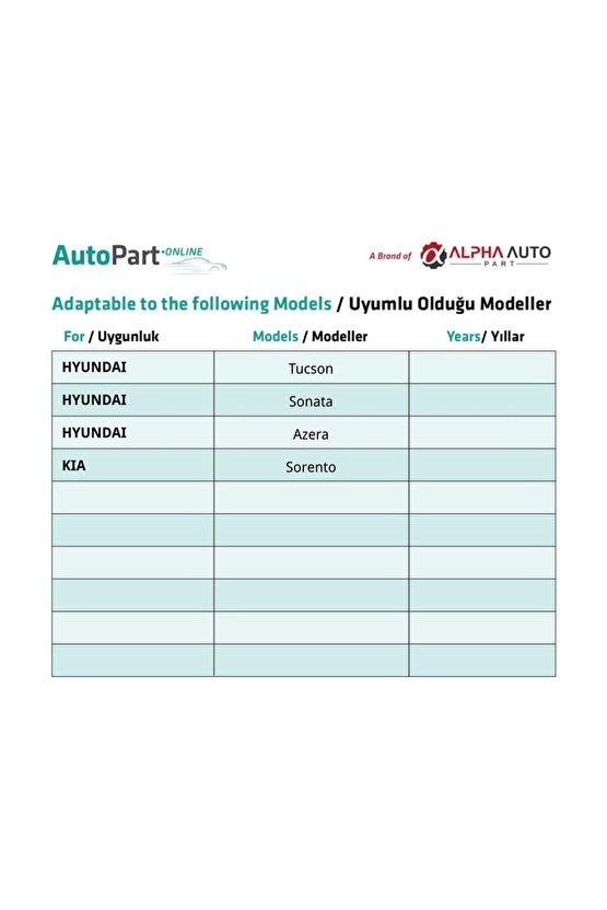Hyundai Tucson, Sonata, Azera, Kia Sorento için Sunroof Tamir Seti