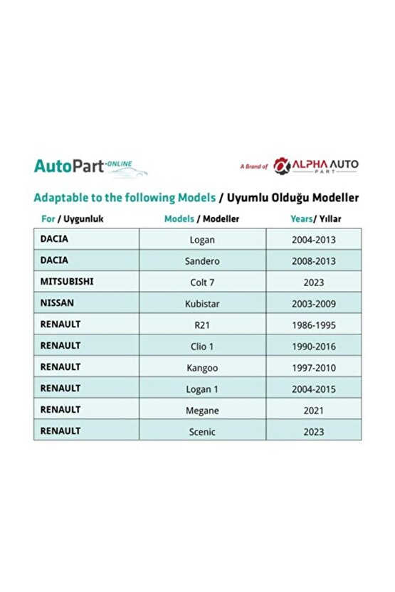 Renault Dacia, Mitsubishi, Nissan, Renault için Kaput Tel Klips