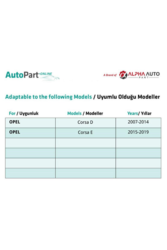 Opel Corsa D, Corsa E için Ön Silecek Kapağı