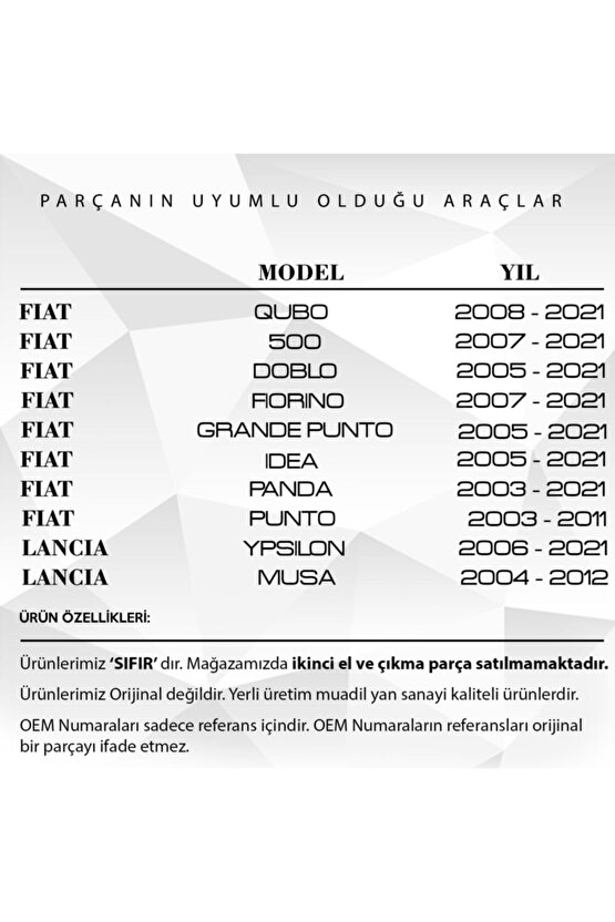 Fiat Doblo, Fiorino Citroen Nemo Için Hava Filtre Bağlantı Ayağı