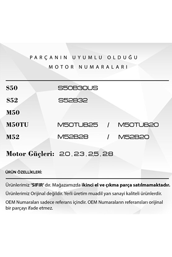 Bmw E34, E36, E38, E39, Z3 Için Vanos Tamir Takımı