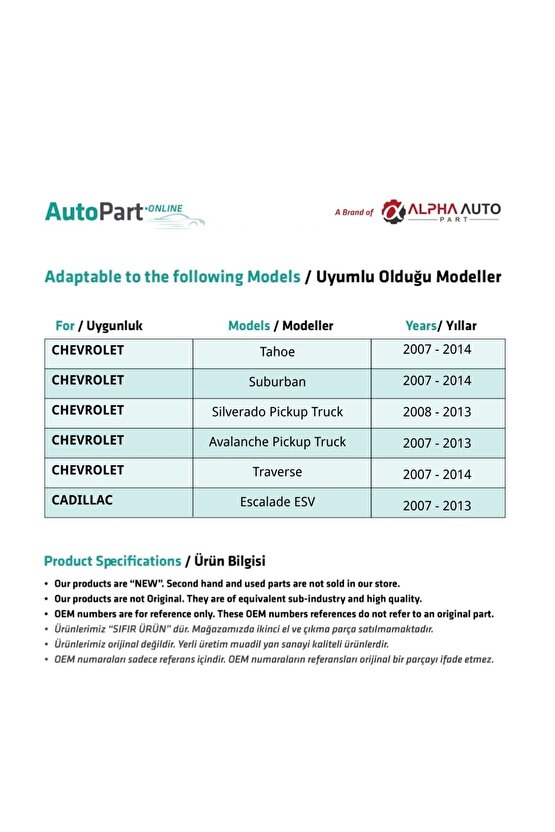 Cadillac Escalade Esv Için Yan Ayna Dişlisi