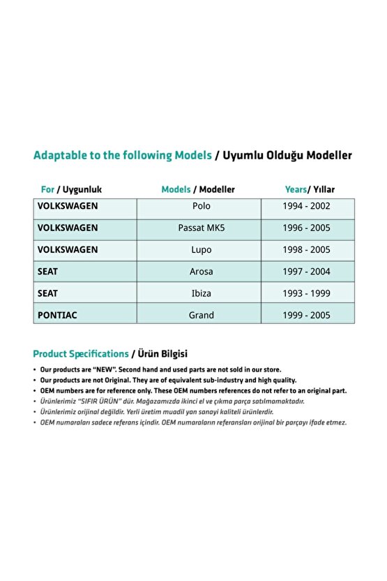 Volkswagen, Audi, Seat Için Ön Kapı Cam Kriko Klips- Sağ-sol-set