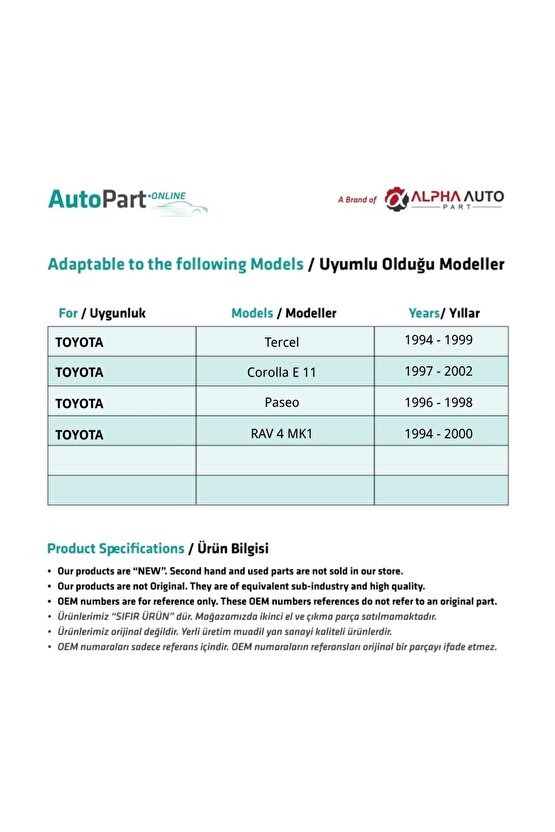 Toyota Hilux Için Kontak Anahtar Kilit Silindir Mili