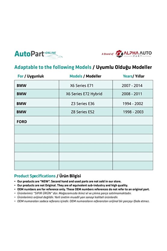 Bmw Ford Için Döşeme Klips 50li
