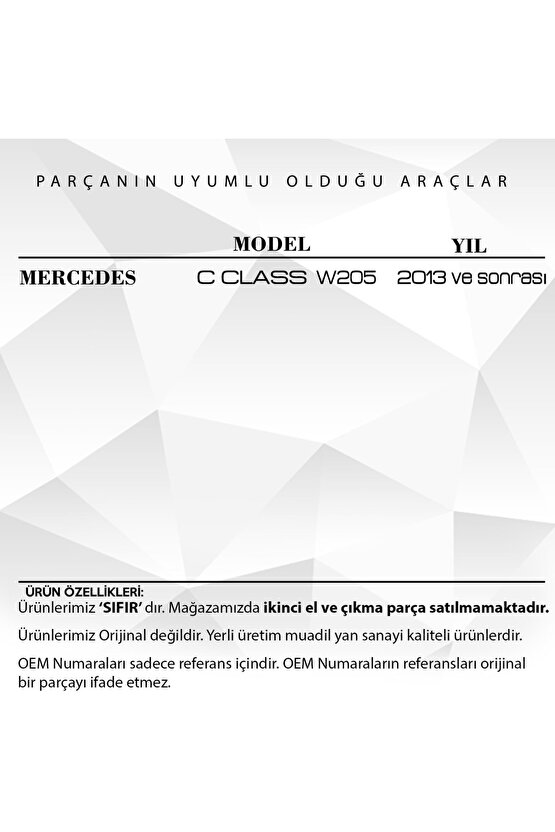 Mercedes C Class W205 Için Sunroof Ayak Tamir Seti