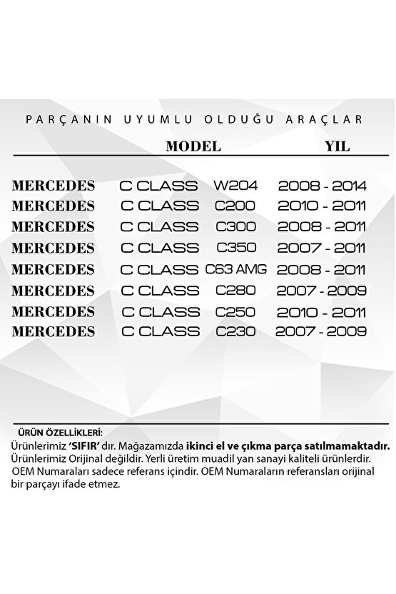 Mercedes C Class W204, C200,c250 Için Havalandırma Izgara Kapağı (sağ)