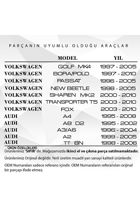 Volkswagen, Audi, Skoda, Seat, Için Kontak Şaftı