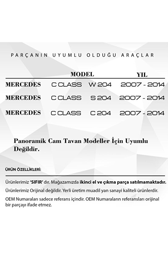 Mercedes C Class W204,c204,s204 Için Port Bagaj Çıta Kapağı