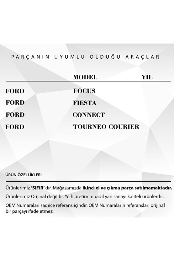 Focus, Fiesta, Connect Için Tavan Anten Çubuğu Komple