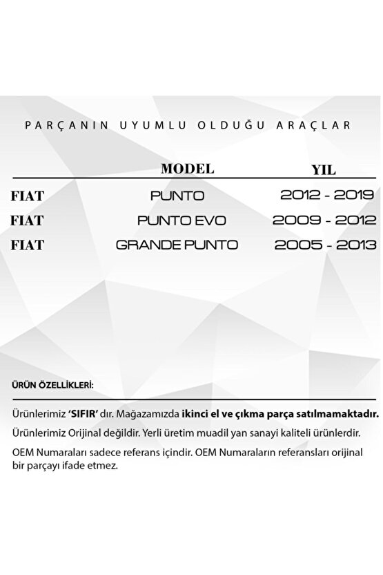Fiat Punto, Punto Evo Için Ön Cam Suyu Fıskiye Memesi