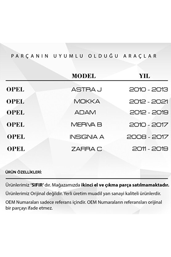 Chevrolet Cruze, Opel Astra J, Mokka Için Tavan Anten Çubuğu