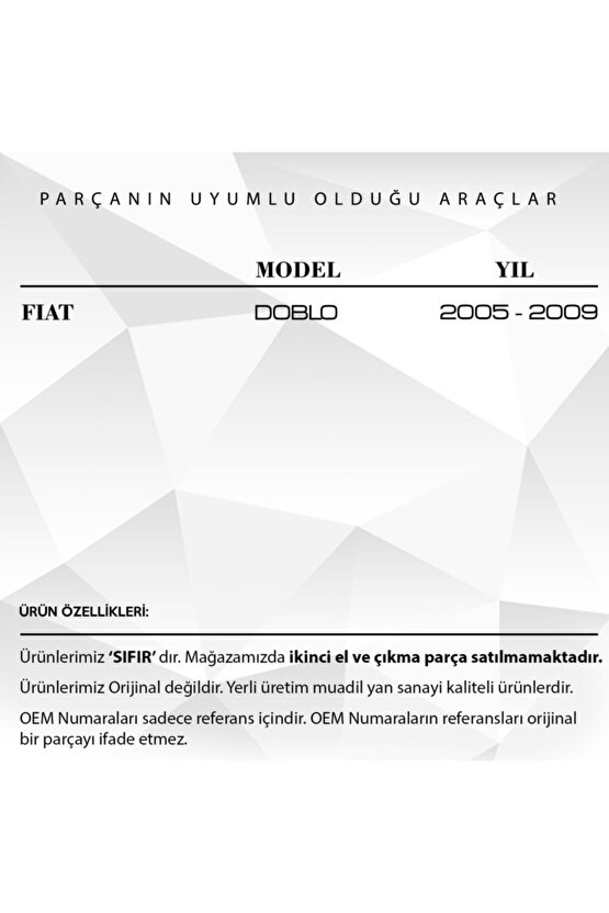 Fiat Doblo İçin Sürgülü Cam Açma Mandalı Sol Uyumlu