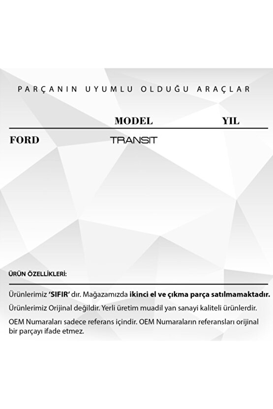 Transit Için Sürgülü Kapı Kilit Karşılığı - Sağ -
