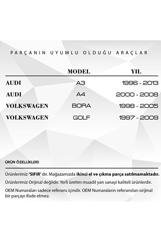 Vw Golf, Seat Leon, Audi A3 Için Su Tahliye Tapası Ve Oringi
