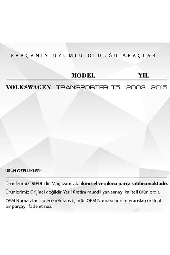 Volkswagen Transporter T5 Için Sürgülü Cam Koruyucu Kapak 2li