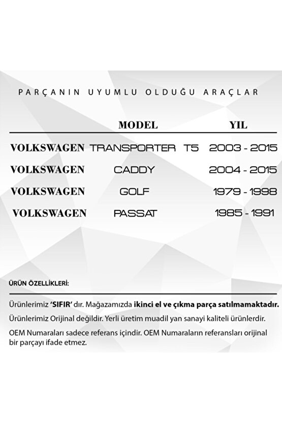 Volkswagen Golf, Caddy, Passat, Transporter T5 Için Sürgülü Kapı Kilit Plastiği