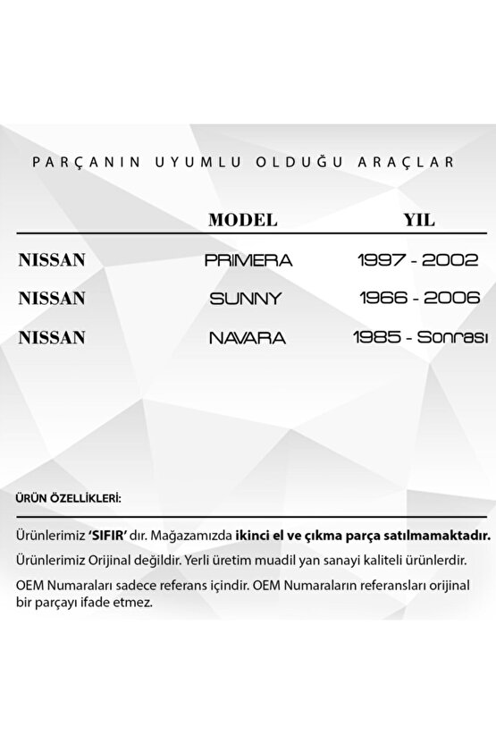 Nissan Primera, Sunny, Navara Için Debriyaj Pedal Lastigi