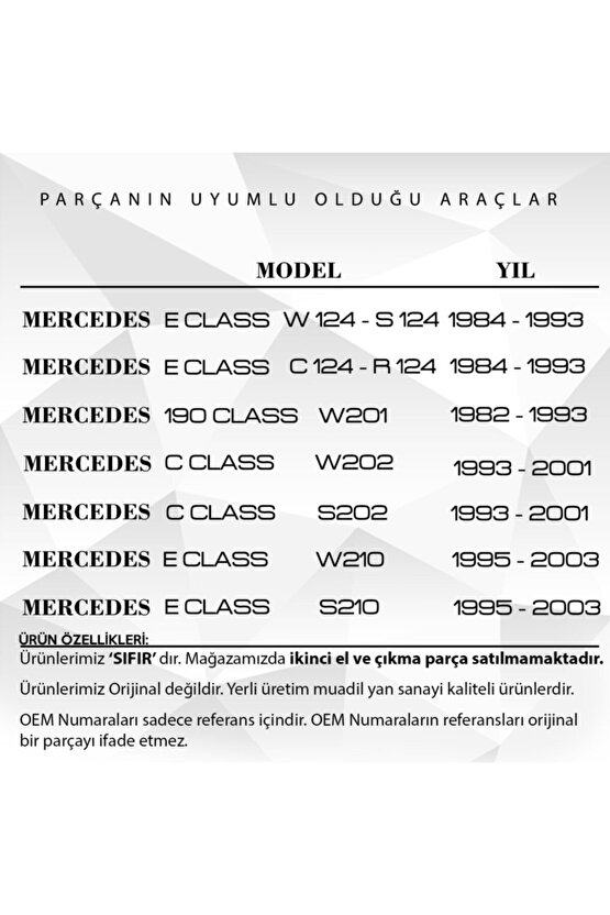 Mercedes W124 W201 W202 W208 W210 Için Ön Silecek Kolu Kapağı