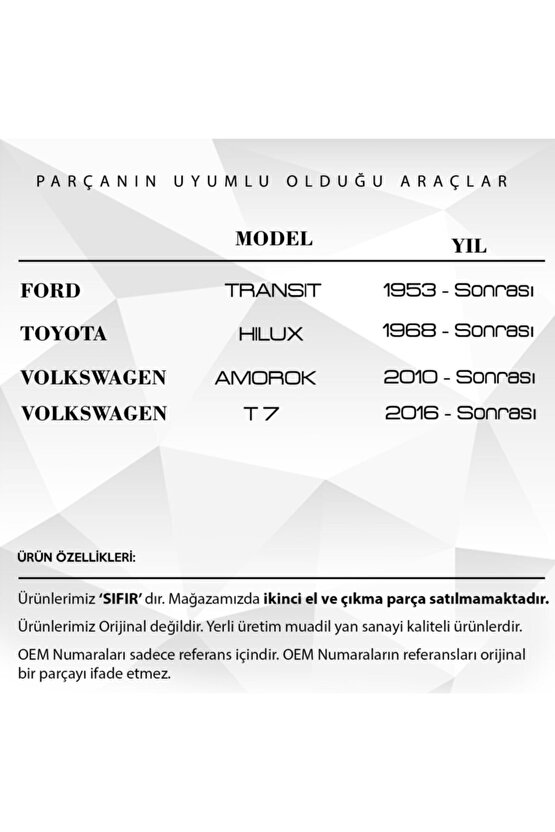 Transit, Toyota Hilux, Vw Amorok, T7 Için Elektrikli Ayna Dişlisi