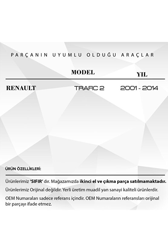 Renault Traffic Için Kaput Kilit Karşılığı