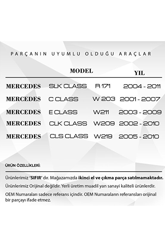 Mercedes W203,w211,w209 Için Bagaj Dişlisi