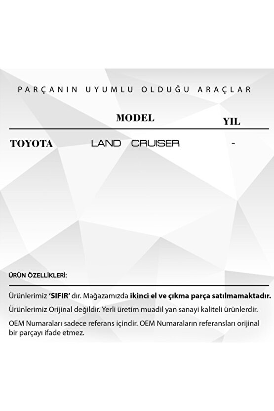 Toyota Land Cruiser Için Kontak Şaft Kilit Mili