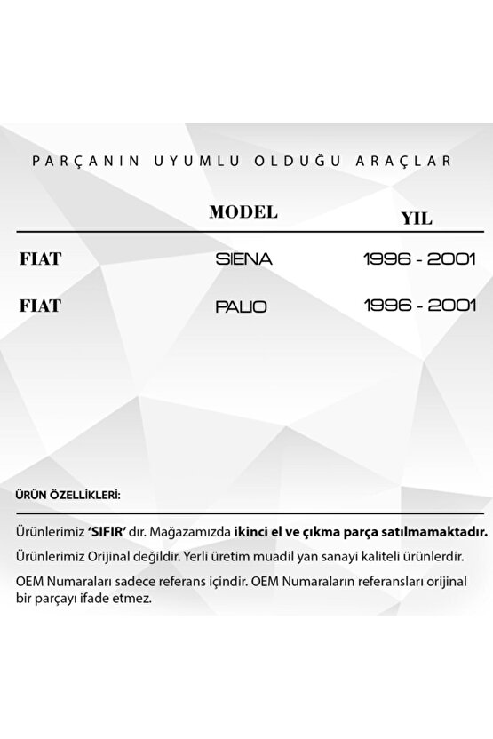 Fiat Palio Siena Için Cam Açma Düğme Kapağı Adet