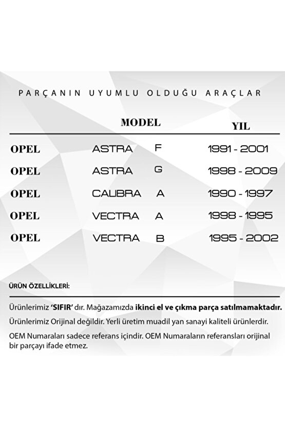 Opel Astra F,astra G,calibra A,vectraa-b Için Pedal Lastiği