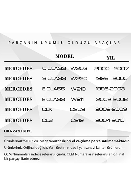 Mercedes E Class W210,w211,s Class,clk,cls Için Kriko Takozu  Uyumlu