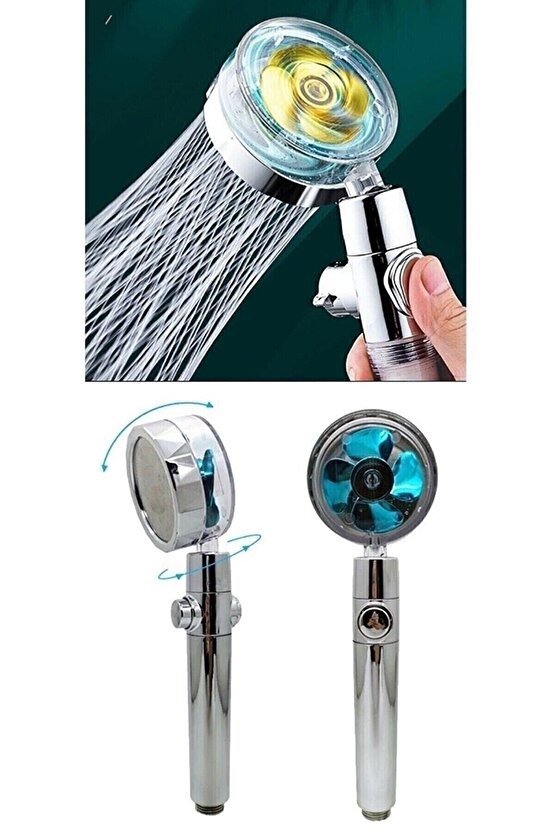 Pervaneli Su Tasarruflu Desenli Su Tazyikli Torbo Duş Başlığı Seti