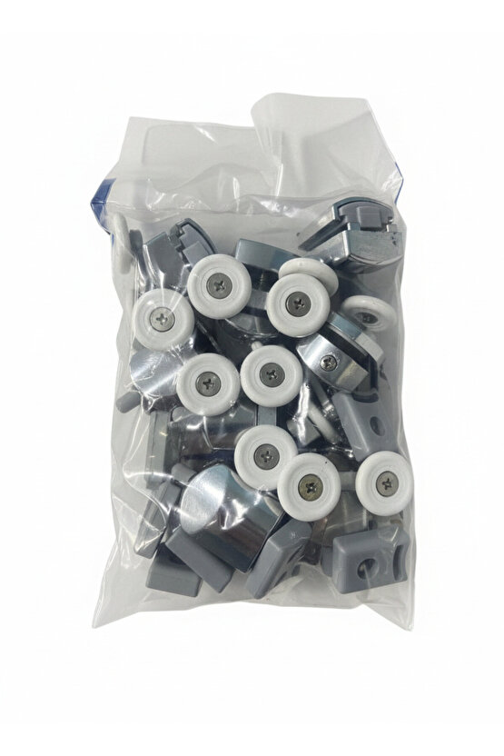 Plastik Duşakabin Tekeri Tekerleği Rulmanı 8li Set Parlak Krom 22 Mm Teker Çapı
