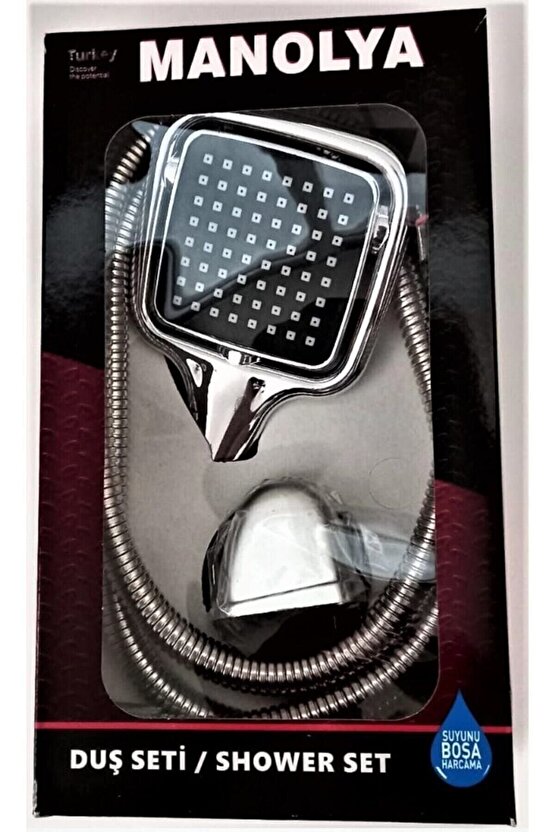 Kare Duş Seti  Hortum  Başlık  Montaj Aparatı  3lü  Kare Duş Seti Krom 3 PARÇA- EL DUŞU+ÖRGÜLÜ