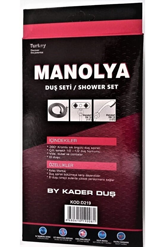 Kare Duş Seti  Hortum  Başlık  Montaj Aparatı  3lü  Kare Duş Seti Krom 3 PARÇA- EL DUŞU+ÖRGÜLÜ