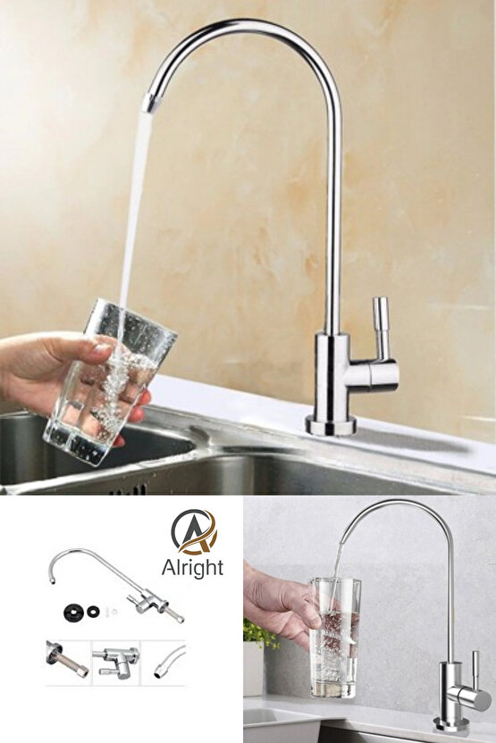 Gümüş Lüx Arıtma Musluğu Paslanmaz Çelik Musluk Tüm Markalar İle Uyumludur (Purification Tap)