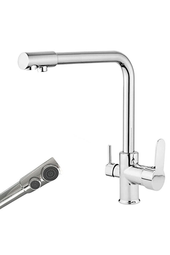 3 Yollu Musluk Su Arıtma Musluğu Üç Yollu Çoklu Musluk