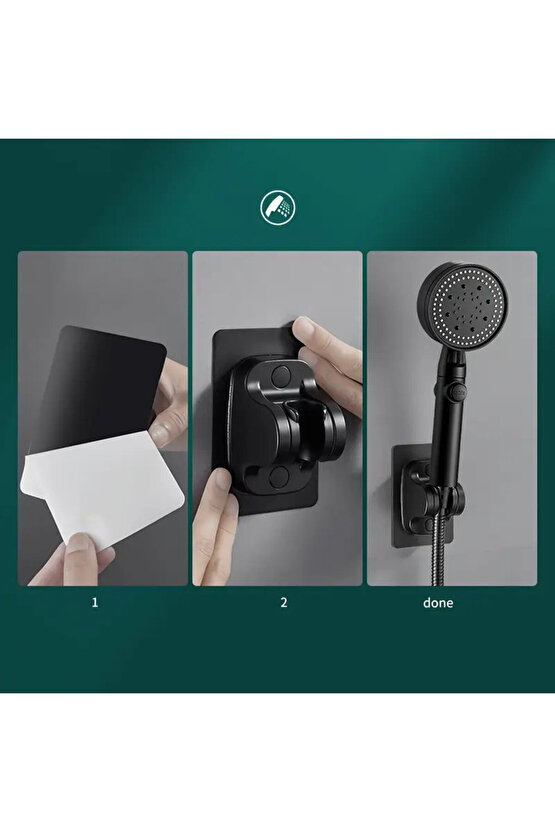 Duş Başlığı Tutucu Ayarlanabilir 120 Derece Oynar Güçlü Yapışkanlı Suya Dayanıklı El Duşu Tutucu