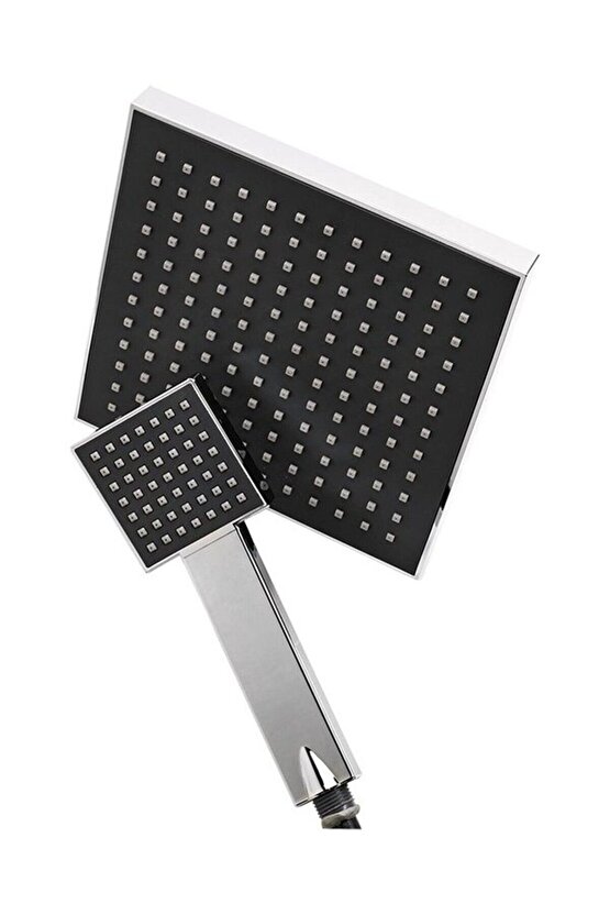 Duş Başlığı Kare Tasarım Tepeleme ve El Duş Başlığı Krom Banyo Duş Seti