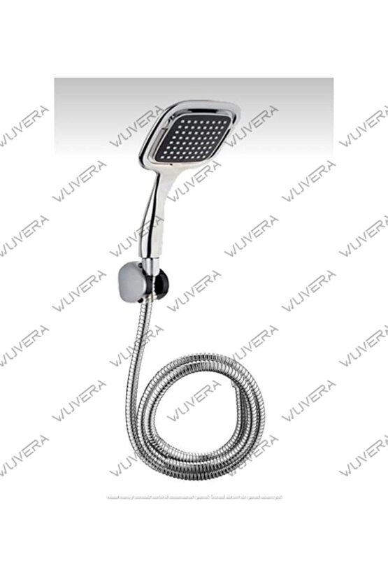 Siyah Kare Banyo Duş Seti Hortum Mafsal Ve Başlık Set Duş Başlığı Siyah Plastik TR Uzun Tehlikeli De