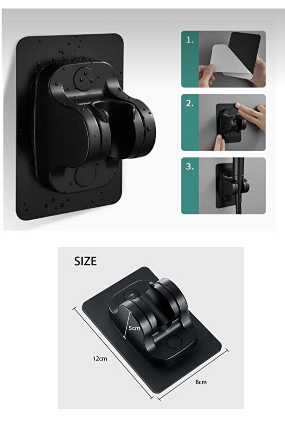 Duş Başlığı Tutucu Ayarlanabilir 120 Derece Oynar Güçlü Yapışkanlı Suya Dayanıklı El Duşu Tutucu