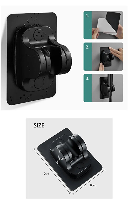 Duş Başlığı Tutucu Ayarlanabilir 120 Derece Oynar Güçlü Yapışkanlı Suya Dayanıklı El Duşu Tutucu