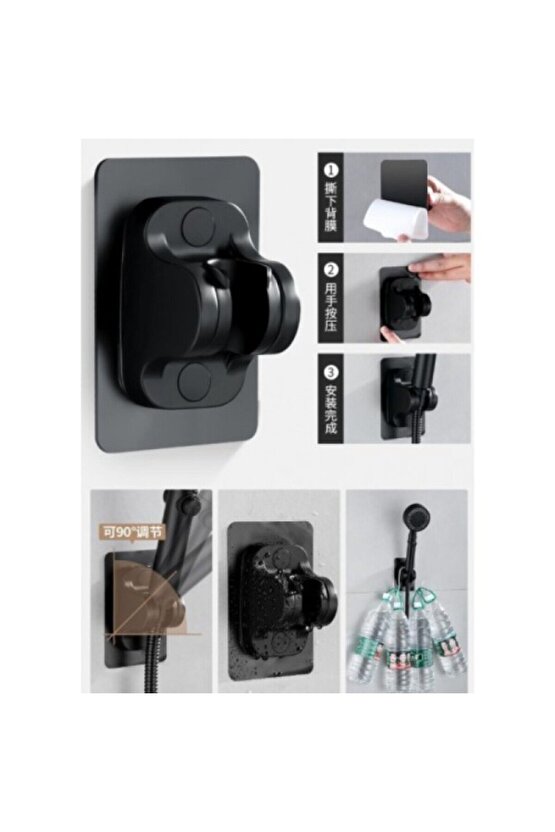 Duş Başlığı Tutucu Ayarlanabilir 120 Derece Oynar Güçlü Yapışkanlı Suya Dayanıklı El Duşu Tutucu