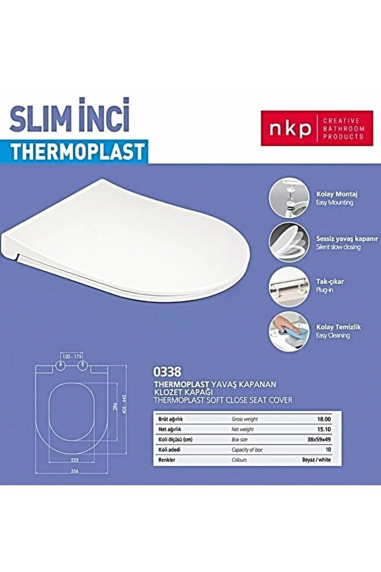 NKP İnci Slim Yavaş Kapanan Klozet Kapağı