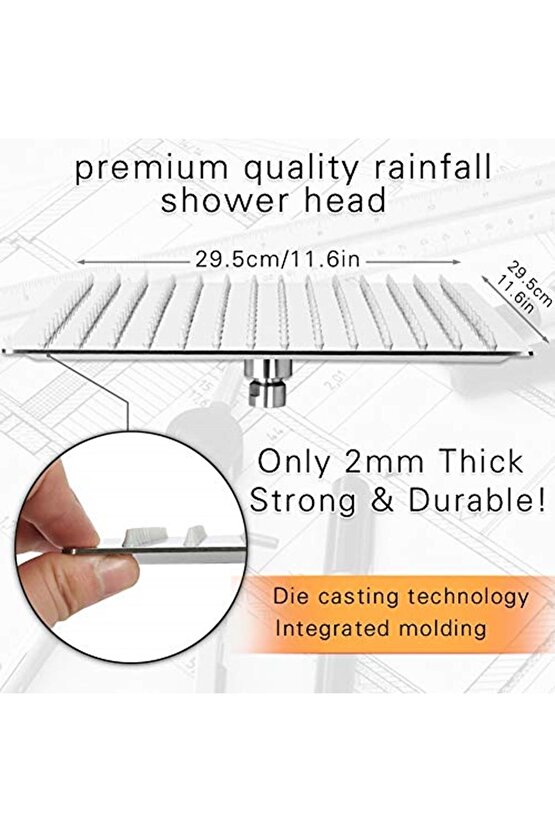 Duş Başlığı Yağmur Duşu Duş Başlığı Banyo Amatur, Duş, Lüks Duş Başlığı 12 Inç Yağmur Du