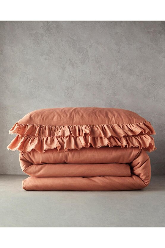 Blaze King Size Çarşaflı Nevresim Takımı Terracotta 240 x 220