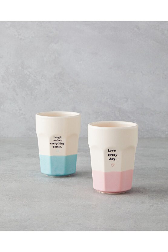 Shine Day Seramik 2li Bardak 280 ml Pembe - Mavi